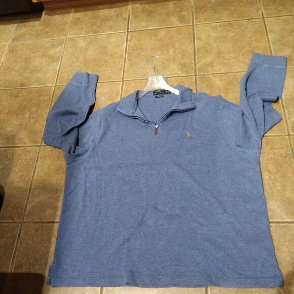 Polo Ralph Lauren Estate Rib Sweater Mens Size XXL 2XL Blue 1/4 Zip Long Sleeve - Picture 8 of 8